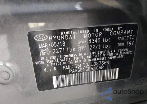 2018 Hyundai Ioniq Plug-In Hybrid from USA, damaged, VIN KMHC65LD0JU087668